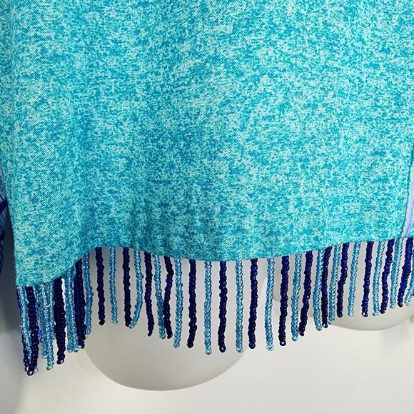 Vintage Paradiso Shirt Tropical Print Fringe Hem Button Front Coastal Medium - Picture 7 of 9